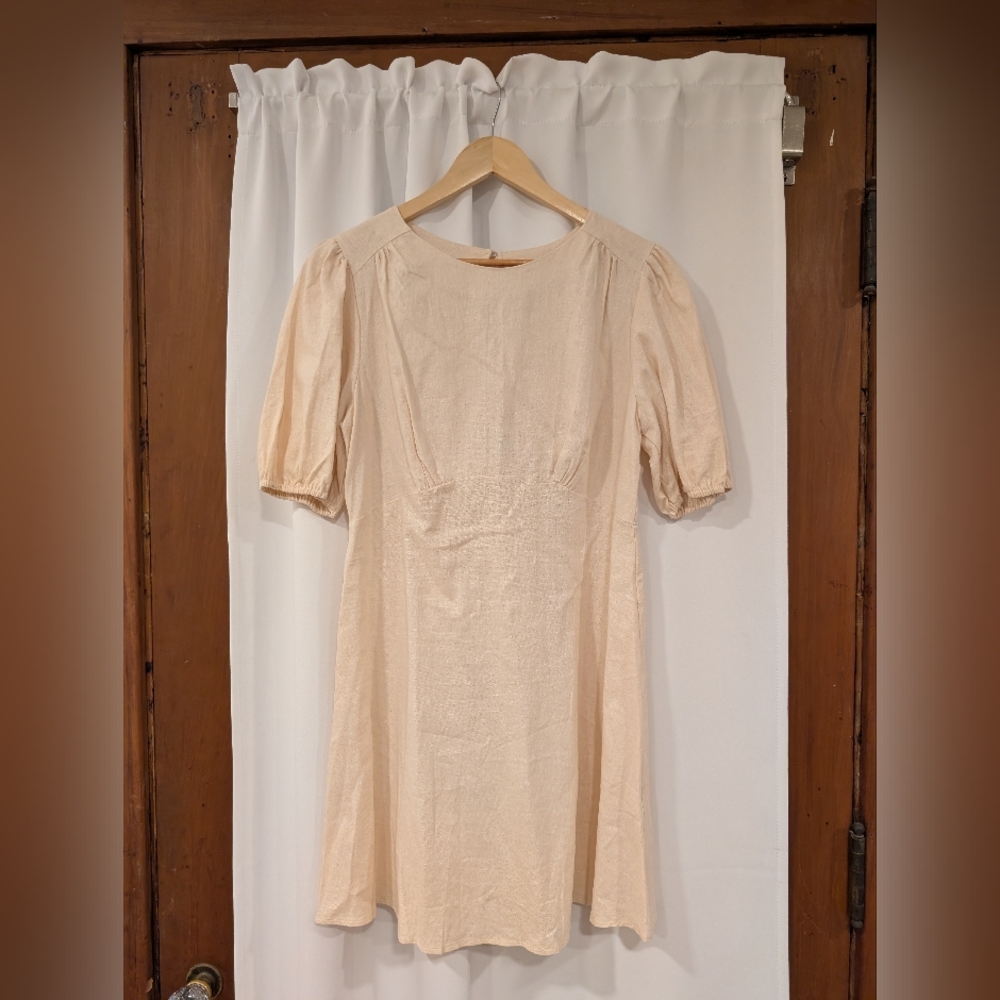 Asos Linen Puff Sleeve Mini Dress